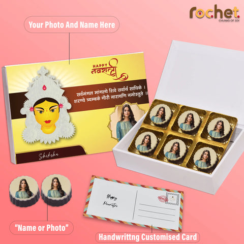 Special Navaratri gift Chocolate Box - Personalised with photo and name ( with photo printed chocolates)