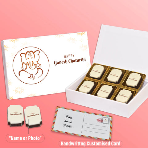 Perfect Ganesh Chaturthi gift box personalised with photo on box and chocolates ( with photo printed chocolates)