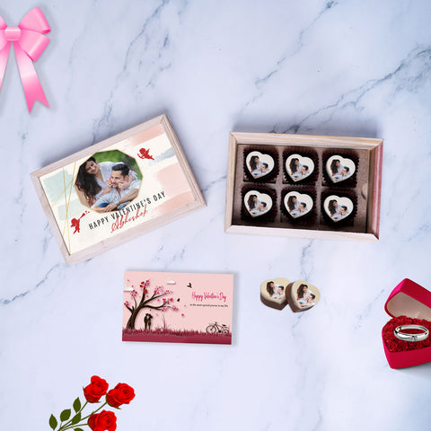 Unique Valentine's Day gift box personalized with photo on box and chocolates (with photo printed chocolates)