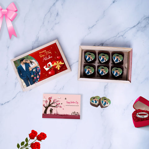 World's No. 1 Valentine's Day gift box personalized with photo on box and chocolates (with photo printed chocolates)