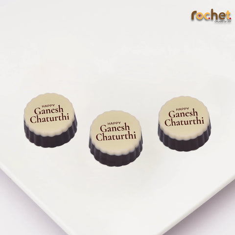 Best Ganesh Chaturthi gift box personalised with photo on box and chocolates ( with photo printed chocolates)