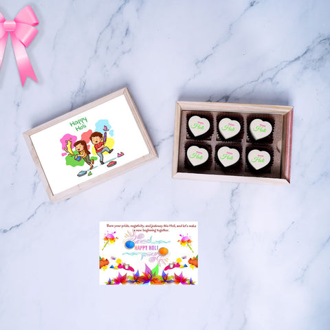 Beautifully personalised Holi treats gift box with photo on box and chocolates ( with photo printed chocolates)