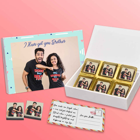 Got you brother gift box personalised with photo on box and chocolates ( with photo printed chocolates )