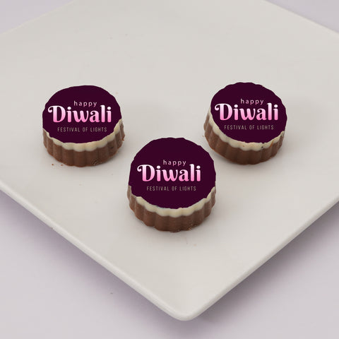 Diwali celebration gift box personalised with photo on box and chocolates ( with photo printed chocolates )
