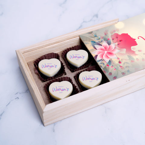 Beautiful Women's Day gift Box personalised with photo on box and chocolates ( with photo printed chocolates)