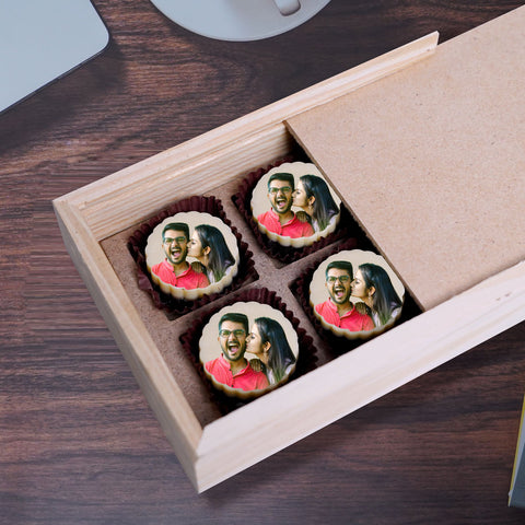 Sweetest Valentine's Day gift box personalized with photo on box and chocolates (with photo printed chocolates)