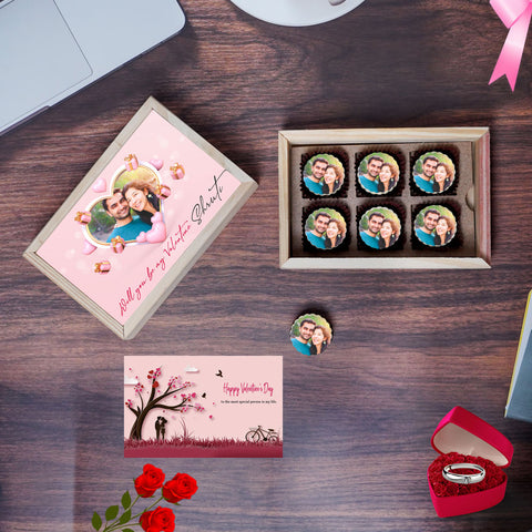 Lovely & Unique Valentine's Day gift box personalized with photo on box and chocolates (with photo printed chocolates)