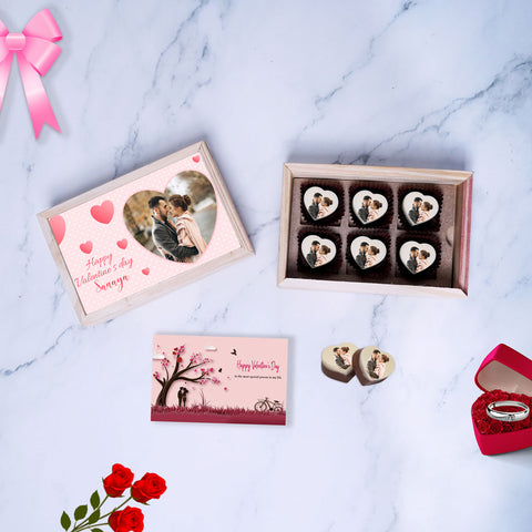 More than Perfect Valentine's Day gift box personalized with photo on box and chocolates (with photo printed chocolates)