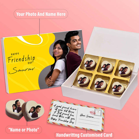 Best friend gift box personalised with photo on box and chocolates ( with photo printed chocolates)