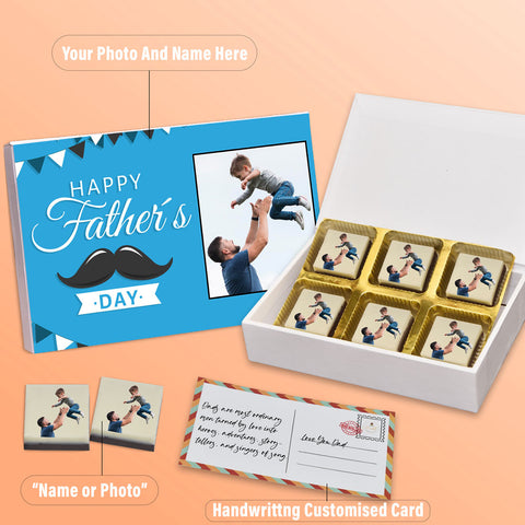 Customised Chocolate For Father's Day With Photo On Box And cChocolates ( With Photo Printed Chocolates )