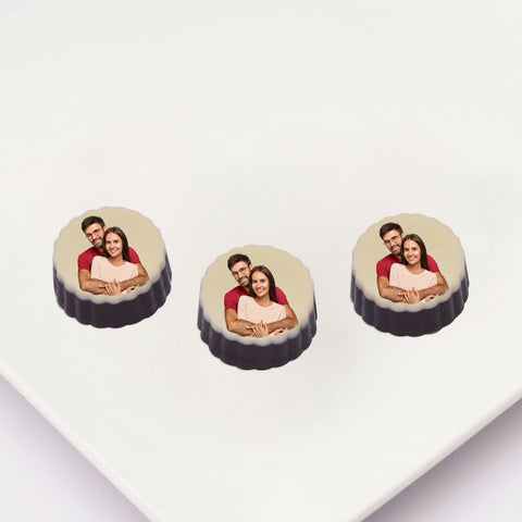 Most Unique Chocolate Day gift box personalized with photo on box and chocolates (with photo printed chocolates)