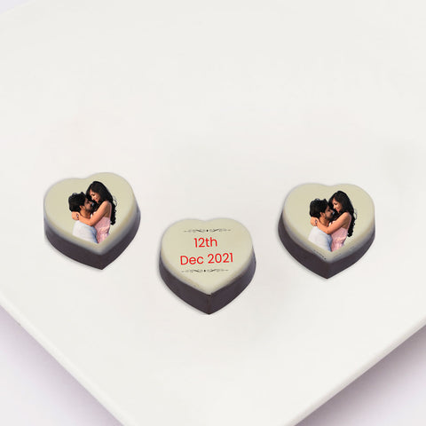 A perfact Wedding Invitation box personalised with photo on box and chocolates  ( with photo printed chocolates )