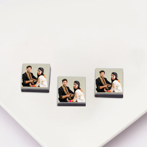 Delicious rakhi gift box personalised with photo on box and chocolates ( with photo printed chocolates )